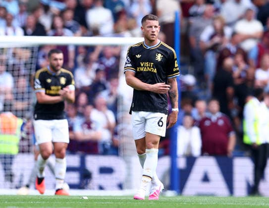 Brighton and Hove, England, 23rd August 2026. Ross Barkley of Aston Villa dejected during the Brighton and Hove Albion vs Aston Villa Premier League match at the AMEX Stadium, Brighton and Hove. Picture credit should read: Paul Terry Sportimage EDITORIAL USE ONLY. No use with unauthorised audio, video, data, fixture lists, club league logos or live services. Online in-match use limited to 120 images, no video emulation. No use in betting, games or single club league player publications. SPI_008_PT_Brighton_Villa SPI-4931-0013