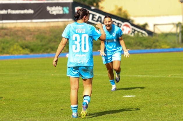 2026-08-23 ,FC Viktoria - SG 99 Andernach, Frauen, 2. Bundesliga, 3.Spieltag, Stadion Lichterfelde Jubel bei Senanur Yavuz (FC Viktoria Berlin, 30) und Katharina Krist (FC Viktoria Berlin, 18) Berlin Berlin Germany *** August 23, 2026, FC Viktoria SG 99 Andernach, Women s Team, 2nd Bundesliga, Matchday 3, Lichterfelde Stadium. Senanur Yavuz (FC Viktoria Berlin, 30) and Katharina Krist (FC Viktoria Berlin, 18) celebrate. Berlin, Berlin, Germany