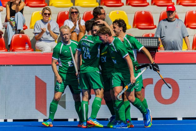 2026 Men s FIH Hockey World Cup, Belfius Hockey Arena, Wavre, Belgium 23 8 2026 France vs Ireland Ireland™s Jeremy Duncan celebrates with team mates after he scores his sides 1st goal of the match Jeremy Duncan celebrates with team mates after he scores his sides 1st goal of the match 23 8 2026  Copyright: xx RJ2_1170 20260823