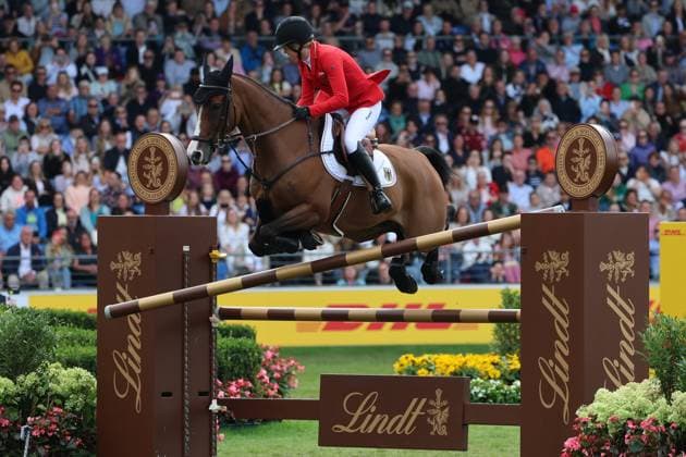 Sophie Hinners (GER, Deutschland) mit Pferd Iron Dames Singclair scheitert am letzten Hindernis, Springfehler , Springen, FEI Jumping World Championship, WM, Weltmeisterschaft , FEI Jumping World Championship, Competition Individual Final, Longines-Prize, Longines-Preis, Finale Einzelwertung, Jumping , AACHEN - FEI World Championships 2026, Weltfest des Pferdesports, Reitsport Weltmeisterschaft 2026, Aachen 2026, Welcome Home 2026, Aachener Soers, 11. bis 23. August 2026, Reitsport, 23.08.2026, Aachen Aachener Soers Deutschland *** Sophie Hinners (GER, Germany), riding Iron Dames Singclair, fails at the last obstacle; jumping fault; Jumping; FEI Jumping World Championship; FEI Jumping World Championship, Individual Final, Longines Prize, Longines Award, Individual Final, Jumping, AACHEN FEI World Championships 2026, World Festival of Equestrian Sports, 2026 Equestrian World Championships, Aachen 2026, Welcome Home 2026, Aachen Soers, August 11–23, 2026, Equestrian Sports, August 23, 2026, Aachen Soers, Germany