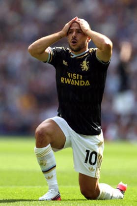 Brighton & Hove Albion v Aston Villa 23 August 2026 Brighton, Premier League Football - Brighton & Hove Albion v Aston Villa - Emi Buendia of Aston Villa reacts to a missed chance - (Photo by Mark Leech). Brighton UK *** Brighton Hove Albion gegen Aston Villa, 23. August 2026, Brighton, Premier League, Fußball: Brighton Hove Albion gegen Aston Villa – Emi Buendia von Aston Villa reagiert auf eine verpasste Chance. Foto: Mark Leech, Brighton, Großbritannien  Copyright: xMarkxLeechxOffside