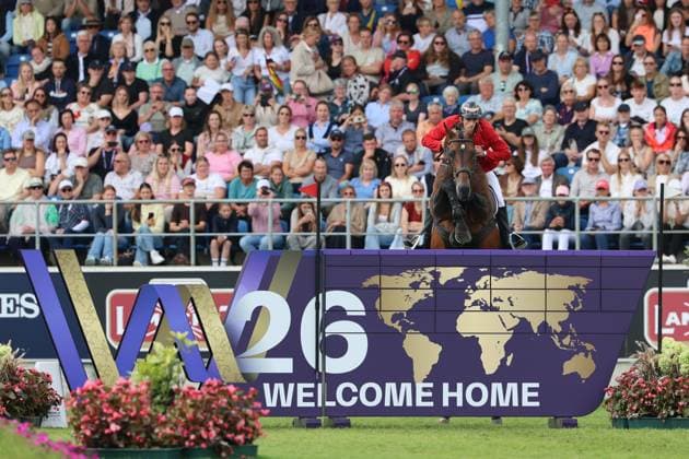 Richard Vogel (GER, Deutschland) mit Pferd Unites Touch S, aktueller Europameister und Sieger des Rolex Grand Prix von Aachen 2026 (CHIO Aachen), Frust, enttäuschtes Gesicht beim Sprung, Springen, FEI Jumping World Championship, WM, Weltmeisterschaft , FEI Jumping World Championship, Competition Individual Final, Longines-Prize, Longines-Preis, Finale Einzelwertung, Jumping , AACHEN - FEI World Championships 2026, Weltfest des Pferdesports, Reitsport Weltmeisterschaft 2026, Aachen 2026, Welcome Home 2026, Aachener Soers, 11. bis 23. August 2026, Reitsport, 23.08.2026, Aachen Aachener Soers Deutschland *** Richard Vogel (GER), Germany, riding Unites Touch S, current European champion and winner of the 2026 Rolex Grand Prix at CHIO Aachen, frustration, disappointed expression during the jump, show jumping, FEI Jumping World Championship, FEI Jumping World Championship, Individual Final, Longines Prize, Longines Award, Individual Final, Jumping, AACHEN FEI World Championships 2026, World Festival of Equestrian Sports, 2026 Equestrian World Championships, Aachen 2026, Welcome Home 2026, Aachen Soers, August 11–23, 2026, Equestrian Sports, August 23, 2026, Aachen Soers, Germany