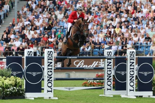 Richard Vogel (GER, Deutschland) mit Pferd Unites Touch S, aktueller Europameister und Sieger des Rolex Grand Prix von Aachen 2026 (CHIO Aachen), Frust, enttäuschtes Gesicht beim Sprung, Springen, FEI Jumping World Championship, WM, Weltmeisterschaft , FEI Jumping World Championship, Competition Individual Final, Longines-Prize, Longines-Preis, Finale Einzelwertung, Jumping , AACHEN - FEI World Championships 2026, Weltfest des Pferdesports, Reitsport Weltmeisterschaft 2026, Aachen 2026, Welcome Home 2026, Aachener Soers, 11. bis 23. August 2026, Reitsport, 23.08.2026, Aachen Aachener Soers Deutschland *** Richard Vogel (GER), Germany, riding Unites Touch S, current European champion and winner of the 2026 Rolex Grand Prix at CHIO Aachen, frustration, disappointed expression during the jump, show jumping, FEI Jumping World Championship, FEI Jumping World Championship, Individual Final, Longines Prize, Longines Award, Individual Final, Jumping, AACHEN FEI World Championships 2026, World Festival of Equestrian Sports, 2026 Equestrian World Championships, Aachen 2026, Welcome Home 2026, Aachen Soers, August 11–23, 2026, Equestrian Sports, August 23, 2026, Aachen Soers, Germany