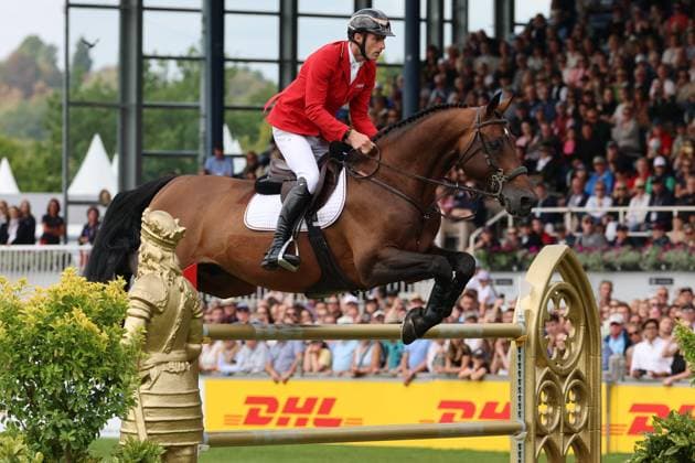 Richard Vogel (GER, Deutschland) mit Pferd Unites Touch S, aktueller Europameister und Sieger des Rolex Grand Prix von Aachen 2026 (CHIO Aachen), Frust, enttäuschtes Gesicht beim Sprung, Springen, FEI Jumping World Championship, WM, Weltmeisterschaft , FEI Jumping World Championship, Competition Individual Final, Longines-Prize, Longines-Preis, Finale Einzelwertung, Jumping , AACHEN - FEI World Championships 2026, Weltfest des Pferdesports, Reitsport Weltmeisterschaft 2026, Aachen 2026, Welcome Home 2026, Aachener Soers, 11. bis 23. August 2026, Reitsport, 23.08.2026, Aachen Aachener Soers Deutschland *** Richard Vogel (GER), Germany, riding Unites Touch S, current European champion and winner of the 2026 Rolex Grand Prix at CHIO Aachen, frustration, disappointed expression during the jump, show jumping, FEI Jumping World Championship, FEI Jumping World Championship, Individual Final, Longines Prize, Longines Award, Individual Final, Jumping, AACHEN FEI World Championships 2026, World Festival of Equestrian Sports, 2026 Equestrian World Championships, Aachen 2026, Welcome Home 2026, Aachen Soers, August 11–23, 2026, Equestrian Sports, August 23, 2026, Aachen Soers, Germany