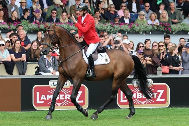 Richard Vogel (GER, Deutschland) mit Pferd Unites Touch S, aktueller Europameister und Sieger des Rolex Grand Prix von Aachen 2026 (CHIO Aachen), Frust, Enttäuschung, Springen, FEI Jumping World Championship, WM, Weltmeisterschaft , FEI Jumping World Championship, Competition Individual Final, Longines-Prize, Longines-Preis, Finale Einzelwertung, Jumping , AACHEN - FEI World Championships 2026, Weltfest des Pferdesports, Reitsport Weltmeisterschaft 2026, Aachen 2026, Welcome Home 2026, Aachener Soers, 11. bis 23. August 2026, Reitsport, 23.08.2026, Aachen Aachener Soers Deutschland *** Richard Vogel (GER), Germany, riding Unites Touch S, current European Champion and winner of the 2026 Rolex Grand Prix at CHIO Aachen, frustration, disappointment, show jumping, FEI Jumping World Championship, FEI Jumping World Championship, Individual Final, Longines Prize, Jumping, AACHEN FEI World Championships 2026, World Festival of Equestrian Sports, 2026 Equestrian World Championships, Aachen 2026, Welcome Home 2026, Aachen Soers, August 11–23, 2026, Equestrian Sports, August 23, 2026, Aachen Soers, Germany