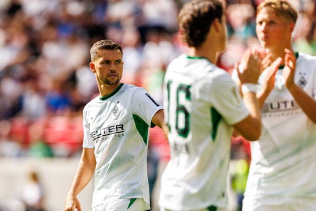 MAINZ, GERMANY - AUGUST 23: Kevin Stoeger (Stöger, Borussia Moenchengladbach, 7) during the first-round match between TSV Schott Mainz vs. Borussia Moenchengladbach at MEWA Arena of the German Cup on August 23, 2026 in Mainz, Germany. DFL REGULATIONS PROHIBIT ANY USE OF PHOTOGRAPHS AS IMAGE SEQUENCES AND OR QUASI-VIDEO. Rhineland-Palatinate Germany Copyright: xStephanxHahnex