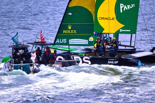 GER, Sail GP, Rockwool Germany Sail Grand Prix, Sassnitz, 22.-23.08.2026, Deutschland, Samstag, 23.08.2026, Renntag 2, BONDS FLYING ROOS - Sail GP Team - Australia; Driver - Tom Slingsby, gewinnt das Finale Rennen, GER, Sail GP, Rockwool Germany Sail Grand Prix, Sassnitz, 22.-23.08.2026, Deutschland, Samstag, 23.08.2026, Renntag 2, *** GER, Sail GP, Rockwool Germany Sail Grand Prix, Sassnitz, August 22–23, 2026, Germany, Saturday, August 23, 2026, Race Day 2, BONDS FLYING ROOS Sail GP Team Australia driver Tom Slingsby wins the final race, GER, Sail GP, Rockwool Germany Sail Grand Prix, Sassnitz, August 22–23, 2026, Germany, Saturday, August 23, 2026, Race Day 2, Copyright: xClaudiusxRauchx