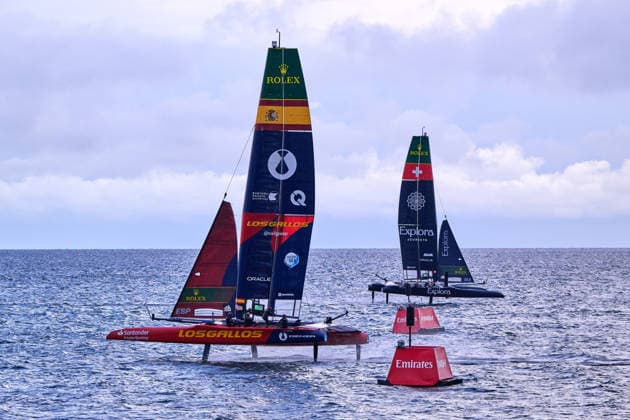 GER, Sail GP, Rockwool Germany Sail Grand Prix, Sassnitz, 22.-23.08.2026, Deutschland, Samstag, 23.08.2026, Renntag 2, LOS GALLOS - Sail GP Team - Spain; Driver - Diego Botin, EXPLORA JOURNEYS SWISS - Sail GP Team - Switzerland; Driver - Sebastien Schneiter, GER, Sail GP, Rockwool Germany Sail Grand Prix, Sassnitz, 22.-23.08.2026, Deutschland, Samstag, 23.08.2026, Renntag 2, *** GER, Sail GP, Rockwool Germany Sail Grand Prix, Sassnitz, August 22–23, 2026, Germany, Saturday, August 23, 2026, Race Day 2, LOS GALLOS Sail GP Team Spain, Driver Diego Botin, EXPLORA JOURNEYS SWISS Sail GP Team Switzerland, Driver Sebastien Schneiter, GER, Sail GP, Rockwool Germany Sail Grand Prix, Sassnitz, August 22–23, 2026, Germany, Saturday, August 23, 2026, Race Day 2, Copyright: xClaudiusxRauchx