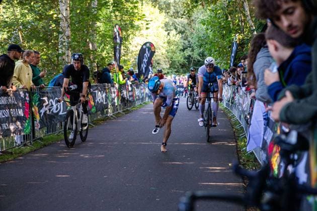 August 23, 2026, Leipzig, Saxony, Germany: LEIPZIG, GERMANY Ã¢â‚¬ AUGUST 23, 2026: Athletes compete in the inaugural IRONMAN 70.3 Leipzig in Leipzig, Germany, on August 23, 2026, marking the first edition of the middle-distance triathlon held in the city. More than 2,600 athletes from Germany and abroad took part in the event, which combines swimming, cycling and running, as spectators gathered along the course to watch the competition. Leipzig Germany - ZUMAq101 20260823_zna_q101_057 Copyright: xMariaxCastrox