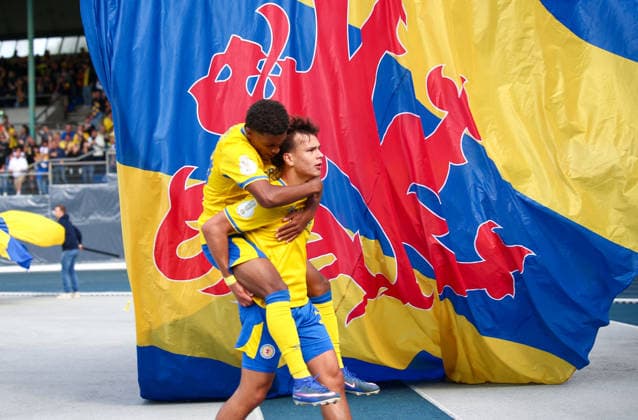Deutschland: Fussball DFB-Pokal 2026 2027, 1. Runde - Eintracht Braunschweig - 1. FC Union Berlin - Eintracht-Stadion (Braunschweig): Tor und Torjubel zum Max Marie (Eintracht Braunschweig, 15) *** Germany Soccer DFB Cup 2026–2027, 1st Round: Eintracht Braunschweig vs. FC Union Berlin at Eintracht Stadium Braunschweig—Goal and goal celebration by Max Marie of Eintracht Braunschweig, 15 Copyright: xAymanxAlahmedx