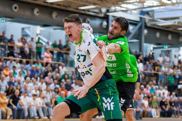 Oskar SUNNEFELDT (FRISCH AUF! Goeppingen, 27) erzielt ein Tor, Aktion, Torwurf GER, HG Saarlouis vs. FRISCH AUF! Goeppingen, Handball, DHB-Pokal, 1. Runde, Spielzeit 2026 2027, 23.08.2026, GER, HG Saarlouis vs. FRISCH AUF! Goeppingen, Handball, DHB-Pokal, 1. Runde, Spielzeit 2026 2027, 23.08.2026, Saarbruecken *** Oskar SUNNEFELDT of FRISCH AUF Goeppingen, No. 27, scores a goal; action; shot on goal; GER; HG Saarlouis vs. FRISCH AUF Goeppingen; handball; DHB Cup; 1st round; 2026–2027 season; August 23, 2026, GER, HG Saarlouis vs. FRISCH AUF Goeppingen, Handball, DHB Cup, Round 1, 2026–2027 season, August 23, 2026, Saarbrücken Copyright: xEibnerxPressefoto OliverxSchmidtx EP_OST