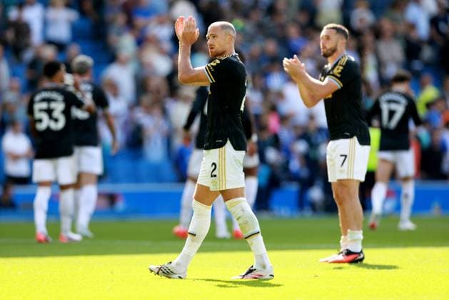 Matty Cash of Aston Villa and team mates applaud fans. Brighton and Hove Albion v Aston Villa, Premier League Football, Football, American Express Community Stadium, Brighton, UK - 23 Aug 2026Brighton American Express Community Stadi United Kingdom EDITORIAL USE ONLY No use with unauthorised audio, video, data, fixture lists, club league logos or live services. Online in-match use limited to 120 images, no video emulation. No use in betting, games or single club league player publications.  Copyright: xJamesxMarsh Shutterstockx 17112311cc