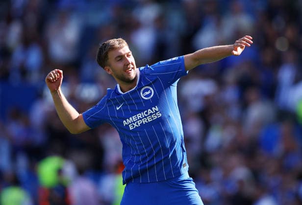 Brighton and Hove, England, 23rd August 2026. Jack Hinshelwood of Brighton celebrates the win during the Brighton and Hove Albion vs Aston Villa Premier League match at the AMEX Stadium, Brighton and Hove. Picture credit should read: Paul Terry Sportimage EDITORIAL USE ONLY. No use with unauthorised audio, video, data, fixture lists, club league logos or live services. Online in-match use limited to 120 images, no video emulation. No use in betting, games or single club league player publications. SPI_022_PT_Brighton_Villa SPI-4931-0027
