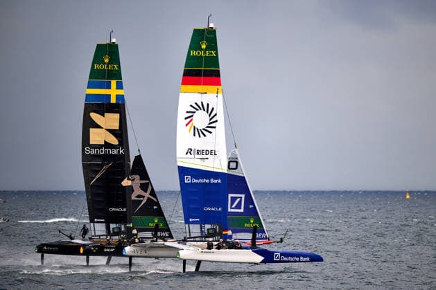 GER, Sail GP, Rockwool Germany Sail Grand Prix, Sassnitz, 22.-23.08.2026, Deutschland, Samstag, 23.08.2026, Renntag 2, ARTEMIS - Sali GP Team - Sweden; Driver - Nathan Outteridge, GERMANY BY DEUTSCHE BANK - Sail GP Team - Germany; Driver - Erik Kosegarten-Heil, GER, Sail GP, Rockwool Germany Sail Grand Prix, Sassnitz, 22.-23.08.2026, Deutschland, Samstag, 23.08.2026, Renntag 2, *** GER, Sail GP, Rockwool Germany Sail Grand Prix, Sassnitz, August 22–23, 2026, Germany, Saturday, August 23, 2026, Race Day 2, ARTEMIS Sail GP Team Sweden Driver Nathan Outteridge, GERMANY BY DEUTSCHE BANK Sail GP Team Germany Driver Erik Kosegarten Heil, GER, Sail GP, Rockwool Germany Sail Grand Prix, Sassnitz, August 22–23, 2026, Germany, Saturday, August 23, 2026, Race Day 2, Copyright: xClaudiusxRauchx