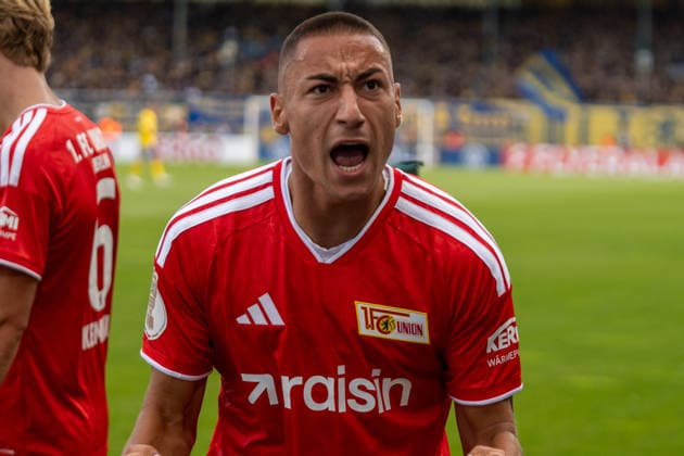 Deutschland: Fussball DFB-Pokal, 1. Runde 2026 2027, Eintracht Braunschweig - 1. FC Union Berlin am 23.08.2026 in Braunschweig (Eintracht-Stadion): Tor zum 2:3 Marin Ljubicic (1. FC Union Berlin, 27) Jubel, Freude, Torjubel, Emotionen *** German Soccer DFB Cup, First Round 2026–2027, Eintracht Braunschweig vs. 1. FC Union Berlin on August 23, 2026, at Eintracht Stadium in Braunschweig; Goal: 2–3 by Marin Ljubicic of 1. FC Union Berlin, 27; Cheers, joy, goal celebration, emotions Copyright: xSvenxHeidmannx