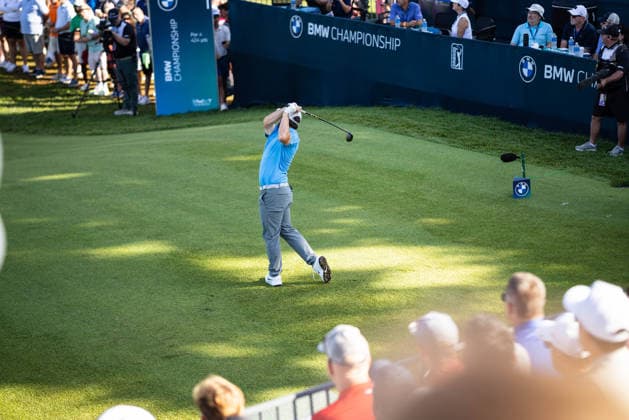 August 23, 2026, St. Louis, Missouri, USA: MATT FITZPATRICK tees off the first hole during Round 4 of the BMW Championship at Bellerive Country Club. PGA, Golf Herren Tour 2026: BMW Championship Round 4  - ZUMAw173 20260823_zsp_w173_008 Copyright: xLukexWelshx