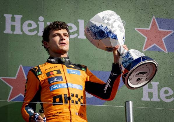 ZANDVOORT - Winner Lando Norris (McLaren) during the F1 Dutch Grand Prix at the Zandvoort Circuit. REMKO DE WAAL ANP xVIxANPxSportx xxANPxIVx 566111489 originalFilename: 566111489.jpg