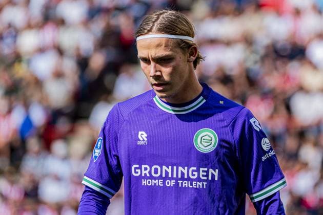 EINDHOVEN - Jacob Ondrejka of FC Groningen during the Eredivisie match between PSV Eindhoven and FC Groningen at the Philips Stadium on August 23, 2026 in Eindhoven, the Netherlands. KEVIN SENDERS ANP Eredivisie 2026 27 xVIxANPxSportx xMarcelxterxBalsxIVx 566112159 originalFilename: 566112159.jpg