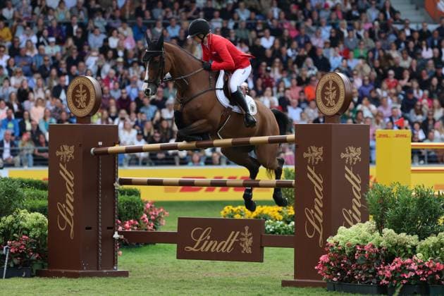 Sophie Hinners (GER, Deutschland) mit Pferd Iron Dames Singclair scheitert am letzten Hindernis, Springfehler , Springen, FEI Jumping World Championship, WM, Weltmeisterschaft , FEI Jumping World Championship, Competition Individual Final, Longines-Prize, Longines-Preis, Finale Einzelwertung, Jumping , AACHEN - FEI World Championships 2026, Weltfest des Pferdesports, Reitsport Weltmeisterschaft 2026, Aachen 2026, Welcome Home 2026, Aachener Soers, 11. bis 23. August 2026, Reitsport, 23.08.2026, Aachen Aachener Soers Deutschland *** Sophie Hinners (GER, Germany), riding Iron Dames Singclair, fails at the final obstacle; jumping fault; jumping; FEI Jumping World Championship; FEI Jumping World Championship, Individual Final, Longines Prize, Jumping, AACHEN FEI World Championships 2026, World Festival of Equestrian Sports, 2026 Equestrian World Championships, Aachen 2026, Welcome Home 2026, Aachen Soers, August 11–23, 2026, Equestrian Sports, August 23, 2026, Aachen Soers, Germany