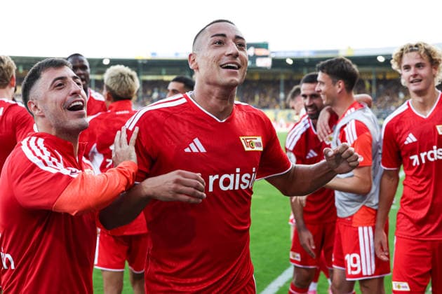 Torjubel -Torschütze Marin Ljubicic (1. FC Union Berlin,27) trifft zum 2-4 - 1. Hauptrunde DFB Pokal Saison 2026-2027 Eintracht Braunschweig vs. 1. FC Union Berlin im Eintracht Stadion in Braunschweig - Aktion,Fußball,Mann,Männer,Deutschland,23.08.2026 *** Goal celebration: Goal scorer Marin Ljubicic of 1. FC Union Berlin, 27, scores in the 2-4-1 main round of the 2026-2027 DFB Cup season, Eintracht Braunschweig vs. 1. FC Union Berlin at Eintracht Stadium in Braunschweig. Action, soccer, man,Men, Germany, August 23, 2026