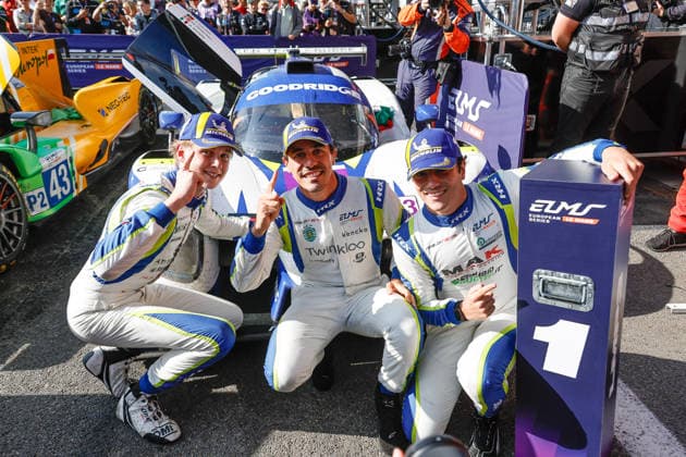 AUTO - ELMS - 4 HOURS OF SPA-FRANCORCHAMPS 2026 05 FERNANDES CAUTELA JosÃ (por), RODELLA Alvise (uae), PEDERSEN Mikkel Gaarde (den), Rinaldi Racing, Ligier JS P325 - Toyota, LMP3, portrait celebration during the 4 Hours of Spa-Francorchamps, 4th round of the 2026 European Le Mans Series on the Circuit de Spa-Francorchamps from August 21 to 23, 2026 in Stavelot, Belgium - StavelotBelgium  Copyright: xPauloxMariax