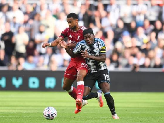 Cody Gakpo of Liverpool fouls Anthony Elanga of Newcastle United Newcastle United v Liverpool, Premier League Football, Football, St James Park, Newcastle, UK - 23 Aug 2026Newcastle St James Park United Kingdom EDITORIAL USE ONLY No use with unauthorised audio, video, data, fixture lists, club league logos or live services. Online in-match use limited to 120 images, no video emulation. No use in betting, games or single club league player publications.  Copyright: xRichardxLee Shutterstockx 17112314as