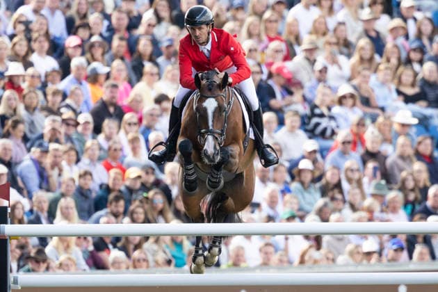 Steve GUERDAT (SUI) auf Dynamix de Belheme, im Sprung, Einzelbild, Einzelaktion, Aktion, Springen S3, Umlauf B, FEI Jumping World Championship, WM, Weltmeisterschaft - Individual Final - LONGINES-Preis, am 23.08.2026, FEI Reit Weltmeisterschaft Aachen 2026 vom 11. - 23.08.2026 in Aachen Deutschland; Â *** Steve GUERDAT SUI on Dynamix de Belheme, in mid-jump, single frame, single action, action, Jumping S3, Round B, FEI Jumping World Championship Individual Final LONGINES Prize, on August 23, 2026, FEI World Equestrian Championships Aachen 2026, August 11–23, 2026, in Aachen, Germany Â