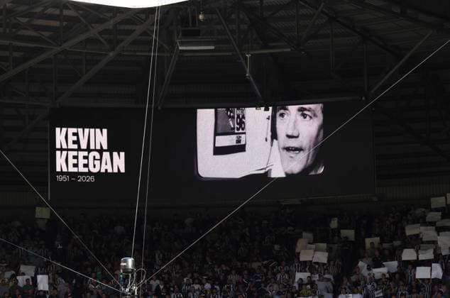 Tribute to Kevin Keegan on the electronic board Newcastle United v Liverpool, Premier League Football, Football, St James Park, Newcastle, UK - 23 Aug 2026Newcastle St James Park United Kingdom EDITORIAL USE ONLY No use with unauthorised audio, video, data, fixture lists, club league logos or live services. Online in-match use limited to 120 images, no video emulation. No use in betting, games or single club league player publications.  Copyright: xRichardxLee Shutterstockx 17112314bb