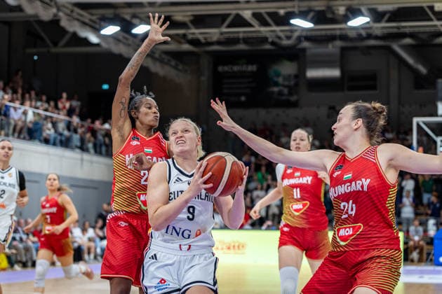 Basketball Göttingen 23.08.2026 Freundschaftsspiel Testspiel Deutschland (GER) - Ungarn (HUN) Emma Eichmeyer (Deutschland, No.09) *** Basketball Göttingen, August 23, 2026, Friendly Match, Germany (GER) vs. Hungary (HUN), Emma Eichmeyer, Germany, No. 09