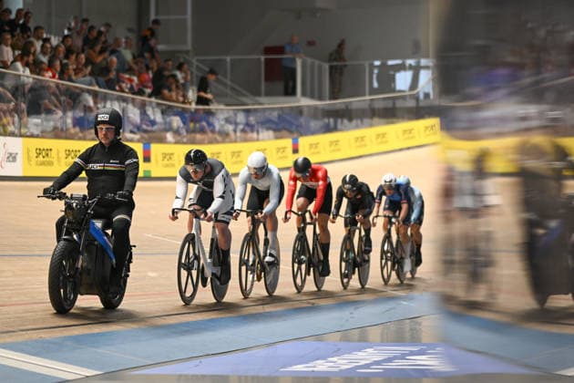 2026 UCI Junior Track World Championships Picture by Mathew Wells SWpix.com - 23 08 2026 - Cycling - 2026 UCI Junior Track World Championships - Heusden-Zolder, Flanders, Belgium - Men Keirin Semifinals - Cooper Nilsson of New Zealand, Nikita Butenko of AIN Copyright: x xSWpix.comx(t axPhotographyxHubxLtd)xMathewxWells SWpix.comx SWP-3030-19364