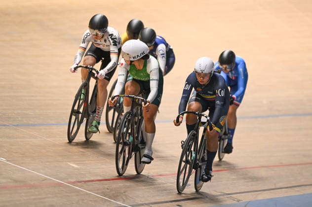 2026 UCI Junior Track World Championships Picture by Mathew Wells SWpix.com - 23 08 2026 - Cycling - 2026 UCI Junior Track World Championships - Heusden-Zolder, Flanders, Belgium - Women Keirin Final 7-12 - Danna Valentina Martinez Mahecha of Colombia, Fernanda Trujillo Ruiz of Mexico Copyright: x xSWpix.comx(t axPhotographyxHubxLtd)xMathewxWells SWpix.comx SWP-3030-19373