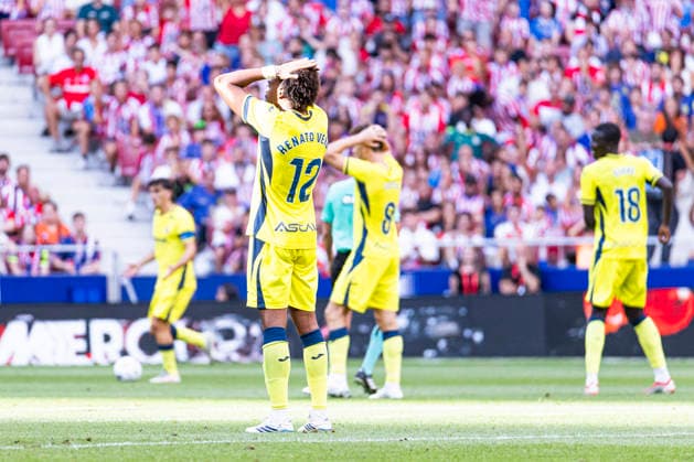 ESP: Atletico de Madrid v Villarreal CF La Liga EA Sports Renato Veiga of Villarreal after an action during La Liga EA Sports match between Atletico de Madrid and Villarreal CF at Estadio Riyadh Air Metropolitano on August 23, 2026 in Madrid, Spain. Madrid Madrid Spain Football *** ESP Atlético de Madrid vs. Villarreal CF La Liga EA Sports Renato Veiga of Villarreal after a play during the La Liga EA Sports match between Atlético de Madrid and Villarreal CF at Estadio Riyadh Air Metropolitano on August 23, 2026, in Madrid, Spain Madrid Madrid Spain Soccer Copyright: xAlejandroxMatiasx