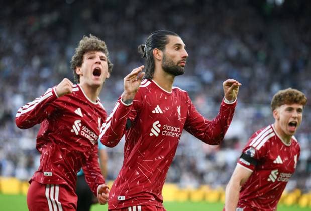 Dominik Szoboszlai of Liverpool celebrates scoring their second goal Newcastle United v Liverpool, Premier League Football, Football, St James Park, Newcastle, UK - 23 Aug 2026Newcastle St James Park United Kingdom EDITORIAL USE ONLY No use with unauthorised audio, video, data, fixture lists, club league logos or live services. Online in-match use limited to 120 images, no video emulation. No use in betting, games or single club league player publications.  Copyright: xRichardxLee Shutterstockx 17112314bq