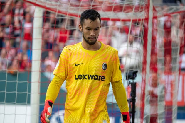 Deutschland: Fussball Saison 2026 2027, DFB-Pokal Runde 1, Fortuna Düsseldorf vs SC Freiburg - MERKUR SPIEL-ARENA (Düsseldorf): Gesichtsausdruck, Emotionen Mio Backhaus (SC Freiburg,1) Düsseldorf MERKUR SPIEL-ARENA-Stadion Deutschland *** Germany Soccer Season 2026–2027, DFB Cup Round 1, Fortuna Düsseldorf vs. SC Freiburg, MERKUR SPIEL ARENA, Düsseldorf—facial expressions, emotions—Mio Backhaus, SC Freiburg, 1 Düsseldorf, MERKUR SPIEL ARENA Stadium, Germany Copyright: xOrhanxHabashx