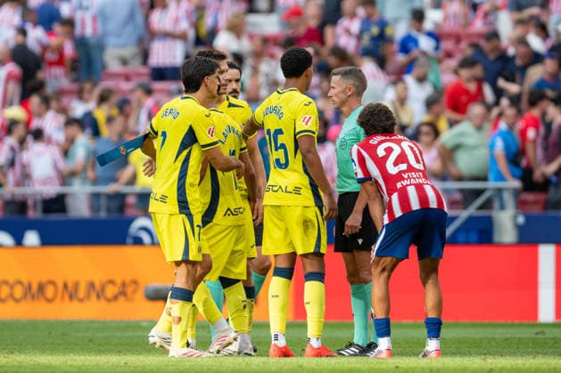 RECORD DATE NOT STATED 23rd AUgust 2026; Riyadh Air Metropolitano Stadium, Madrid, Spain, La Liga Football, Atletico Madrid versus Villareal; Villareal players complain to the referee after the game AdelinaxCobos