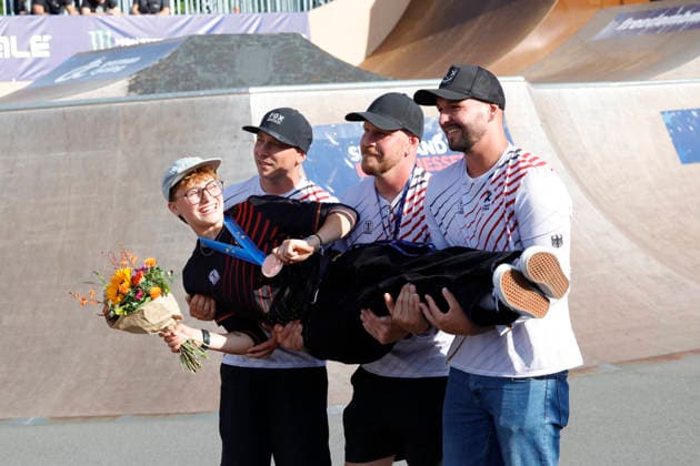 23.08.2026 Finale Frauen bei der UEC BMX Freestyle Park Europameisterschaft in Darmstadt Ausrichter VC Darmstadt hier Platz drei für Lillyana Seidler (GER) Darmstadt Hessen Deutschland *** August 23, 2026: Women s Final at the UEC BMX Freestyle Park European Championships in Darmstadt; Hosted by VC Darmstadt; Third place for Lillyana Seidler (GER) from Darmstadt, Hesse, Germany