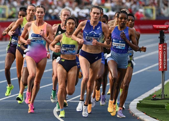 Silesia Diamond League Meeting 2026 in Chorzow CHORZOW, POLAND - AUGUST 23: Nozomi Tanaka of Japan, Maureen Koster of the Netherlands, Georgia Griffith of Australia, and Hirut Meshesha of Ethiopia lead the pack in action in the Women s 5000m Final at the Silesia Diamond League meeting of the 2026 Wanda Diamond League circuit at Silesian Stadium on August 23, 2026 in Chorzow, Poland. Stringer Anadolu Chorzow Poland. Editorial use only. Please get in touch for any other usage.  Copyright: x2026xAnadoluxStringerx