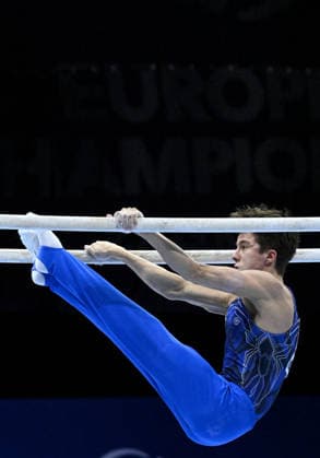 37th European Championships and 15th European Junior Championships in MenÂ s Artistic Gymnastics ZAGREB, CROATIA - AUGUST 23: Arsenii Dukhno of WG2 competes during the Men s Team Final on the parallel bars, on day 5 of the 2026 Men s Artistic Gymnastics European Championships at Arena Zagreb on August 23, 2026 in Zagreb, Croatia.  MarkoxLukunic PIXSELL