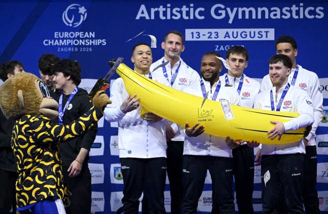 37th European Championships and 15th European Junior Championships in MenÂ s Artistic Gymnastics ZAGREB, CROATIA - AUGUST 23: Gold medalist team Great Britain during the medal award ceremony for the Men s Team Final, on day 5 of the 2026 Men s Artistic Gymnastics European Championships at Arena Zagreb on August 23, 2026 in Zagreb, Croatia.  MarkoxLukunic PIXSELL