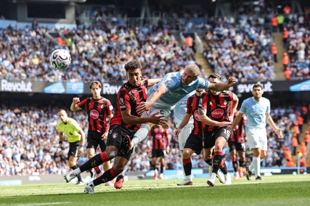 Manchester City v AFC Bournemouth - Premier League 2026 27 Erling Haaland of Manchester City shoots on goal during the Premier League match between Manchester City and Bournemouth at Etihad Stadium in Manchester, United Kingdom, on August 23, 2026. Manchester Greater Manchester United, ManU Kingdom  Copyright: xNewsxImagesx originalFilename:cosgrove-premierl260823_npZS7.jpg