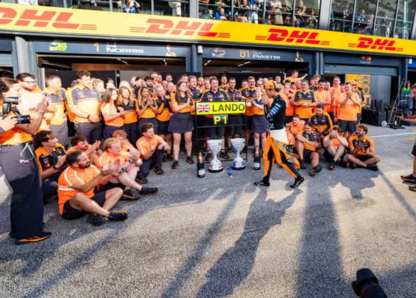 F1 Dutch Grand Prix - Lando Norris Celebrates Victory Lando Norris of McLaren Mastercard Formula 1 Team and McLaren Team celebrates their victory with trophies and champagne in front of their garage on race day during the 2026 Formula 1 Heineken Dutch Grand Prix at the Zandvoort Circuit in Zandvoort, Netherlands on August 23, 2026. Photo by Antoine Lapeyre Reveries Agency ABACAPRESS.COM Zandvoort Netherlands  Copyright: xAntoinexLapeyre ReveriesxAgency ABACAx