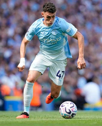 Manchester, England, 23rd August 2026. Phil Foden of Manchester City during the Manchester City vs AFC Bournemouth Premier League match at the Etihad Stadium, Manchester. Picture credit should read: Andrew Yates Sportimage EDITORIAL USE ONLY. No use with unauthorised audio, video, data, fixture lists, club league logos or live services. Online in-match use limited to 120 images, no video emulation. No use in betting, games or single club league player publications. SPI_115_AY_Man_City_Bournemouth SPI-4930-0113