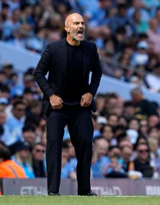 Manchester, England, 23rd August 2026. Enzo Maresca manager of Manchester City during the Manchester City vs AFC Bournemouth Premier League match at the Etihad Stadium, Manchester. Picture credit should read: Andrew Yates Sportimage EDITORIAL USE ONLY. No use with unauthorised audio, video, data, fixture lists, club league logos or live services. Online in-match use limited to 120 images, no video emulation. No use in betting, games or single club league player publications. SPI_129_AY_Man_City_Bournemouth SPI-4930-0127