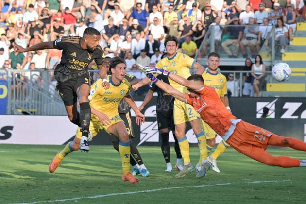 23rd August 2026; Stadio Benito Stirpe, Frosinone, Italy; Serie A Football; Frosinone versus Juventus; Bremer of Juventus scores the goal for 0-1 in the 27th minute AllShotLive