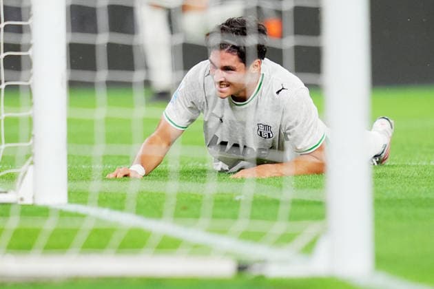 Sassulo s Vasilije Adzic during the Serie A soccer match between Atalanta and Sassuolo the New Balance Arena in Bergamo, north Italy - Sunday , August 23 , 2026. - Soccer  Copyright: xSpada LaPressex
