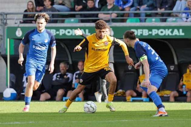 23.08.2026, xgrfx, Fussball DFB Pokal 1.Runde, SV Westfalia Rhynern - Dynamo Dresden v.l. Ben Bobzien (Dynamo Dresden), Michael Wiese (SV Westfalia Rhynern) (DFL DFB REGULATIONS PROHIBIT ANY USE OF PHOTOGRAPHS as IMAGE SEQUENCES and or QUASI-VIDEO) Münster *** August 23, 2026, xgrfx, Soccer DFB Cup 1st Round, SV Westfalia Rhynern vs. Dynamo Dresden, Ben Bobzien (Dynamo Dresden), Michael Wiese (SV Westfalia Rhynern). DFL and DFB regulations prohibit any use of photographs as image sequences and or quasi-video. Münster