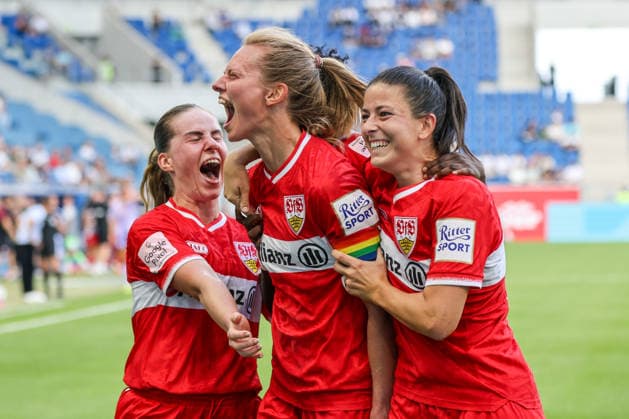 Tor zum 1:1 durch Maximiliane Rall (VfB Stuttgart, 8), Tor und Torjubel, Gestik, Freude, Emotionen Fussball: Google Pixel Frauen-Bundesliga, 1. Spieltag, TSG 1899 Hoffenheim vs. VfB Stuttgart am 23.08.2026 in Sinsheim (SNP Arena), Deutschland Sinsheim SNP Arena Deutschland *** Goal to make it 1-1 by Maximiliane Rall (VfB Stuttgart), 8, goal and goal celebration, gestures, joy, emotions, soccer, Google Pixel, Women s Bundesliga, Matchday 1, TSG 1899 Hoffenheim vs. VfB Stuttgart on August 23, 2026, at the Sinsheim SNP Arena, Germany; Sinsheim SNP Arena, Germany Copyright: xFranzxReindelx