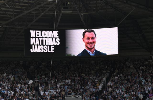 A welcome message for Matthias Jaissle manager of Newcastle United Newcastle United v Liverpool, Premier League Football, Football, St James Park, Newcastle, UK - 23 Aug 2026Newcastle St James Park United Kingdom EDITORIAL USE ONLY No use with unauthorised audio, video, data, fixture lists, club league logos or live services. Online in-match use limited to 120 images, no video emulation. No use in betting, games or single club league player publications.  Copyright: xRichardxLee Shutterstockx 17112314dc