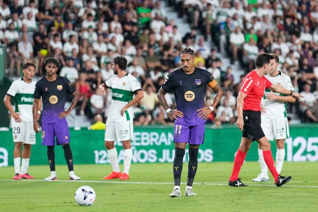 August 23, 2026, Elche, Elche, Spain: Raphinha Dias Belloli of FC Barcelona, Barca looks on during the Spanish League, LaLiga EA Sports, football match played between Elche CF and FC Barcelona at Estadio Manuel Martinez Valero on August 23, 2026, in Elche, Spain. Elche Spain - ZUMAa181 20260823_zaa_a181_166 Copyright: xDennisxAgyemanx