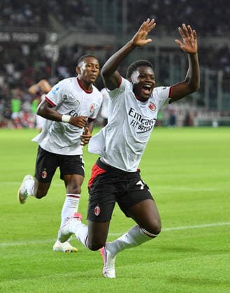 August 23, 2026, Turin, Italy: Milan s Alphadjo Cisse jubilates after scoring the gol (1-1) during the italian Serie A soccer match Torino FC vs AC Milan at the Olimpico Grande Torino Stadium in Turin, Italy, 23 August 2026 ANSA ALESSANDRO DI MARCO. Serie A: Torino FC Vs AC Milan  - ZUMAa110 20260823_zaf_a110_071 Copyright: xAlessandroxxxxxxxxDixMarcox